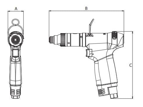 Wkrętak pneumatyczny (pistoletowy) 0,4 - 3,5Nm uruchamiany mechanizmem spustowym z serii DSE L - Pistol