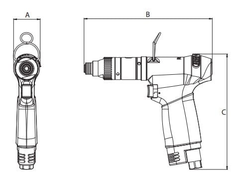 Wkrętak pneumatyczny (pistoletowy) 0,4 - 4,5Nm uruchamiany mechanizmem spustowym z serii DSE L - Pistol