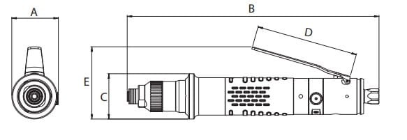 Wkrętak pneumatyczny (prosty) 0,4 - 5Nm uruchamiany dźwignią z serii DSE L - Straight