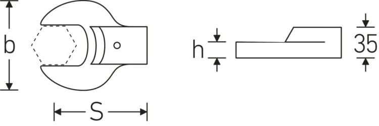 Końcówka wtykowa płaska 24,5 x 28 mm, 60 mm - Stahwille 731/80