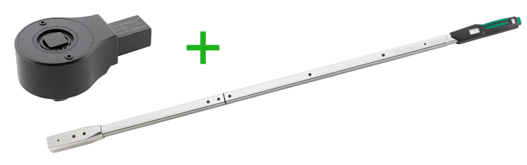 Klucz dynamometryczny 200-1000Nm MANOSKOP® 730N/100 z grzechotką 3/4" i uchwytem na narzędzia wtykowe 22x28 mm