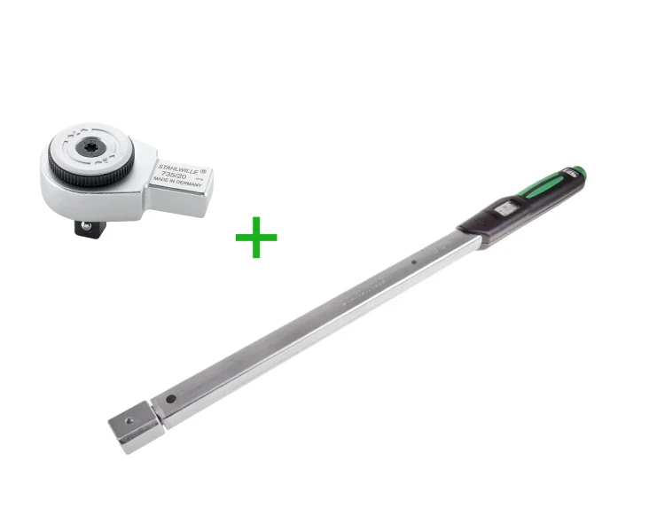 Klucz dynamometryczny 80-400 Nm MANOSKOP® 730N/40 - 1/2" z grzechotką 1/2" i adapterem końcówek 14x18