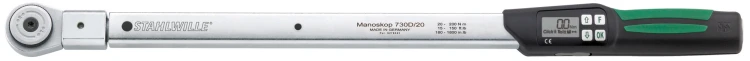 Service/series 20-200 Nm MANOSKOP® 730DR/20 - torque wrenches with holder for insert tools14x18 mm and ratchet head 1/2"