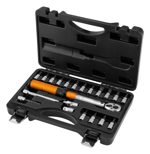 Klucz dynamometryczny, WALIZKA 21szt. 1/4" NEO TOOLS 5-25 Nm - rzut