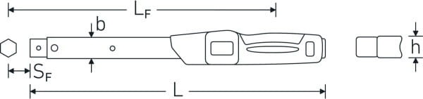 Klucz dynamometryczny 80-400 Nm MANOSKOP® 730N/40 z uchwytem na narzędzia wtykowe 14x18 mm