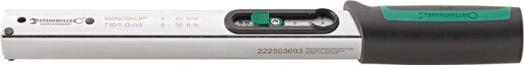 Klucz dynamometryczny 20-100 N·m 730 Quick/a/10-1/2" z grzechotką 1/2" i uchwytem na wtykowe końcówki narzędziowe 9x12