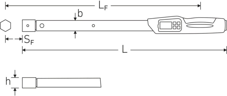Klucz dynamometryczny 80-800 Nm MANOSKOP® 730D/80 z uchwytem na wtykowe końcówki narzędziowe 22x28mm