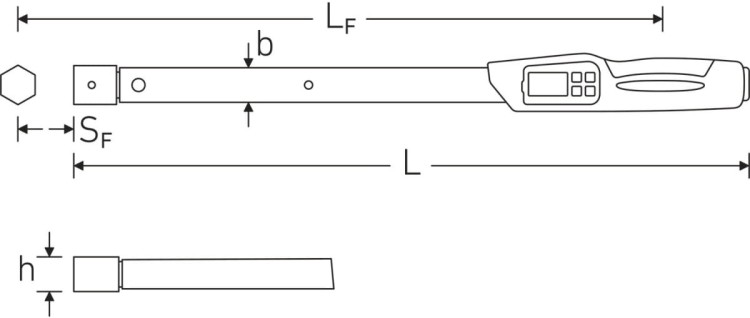 Klucz dynamometryczny 10-100 Nm MANOSKOP® 730D/10 z uchwytem na wtykowe końcówki narzędziowe 9x12
