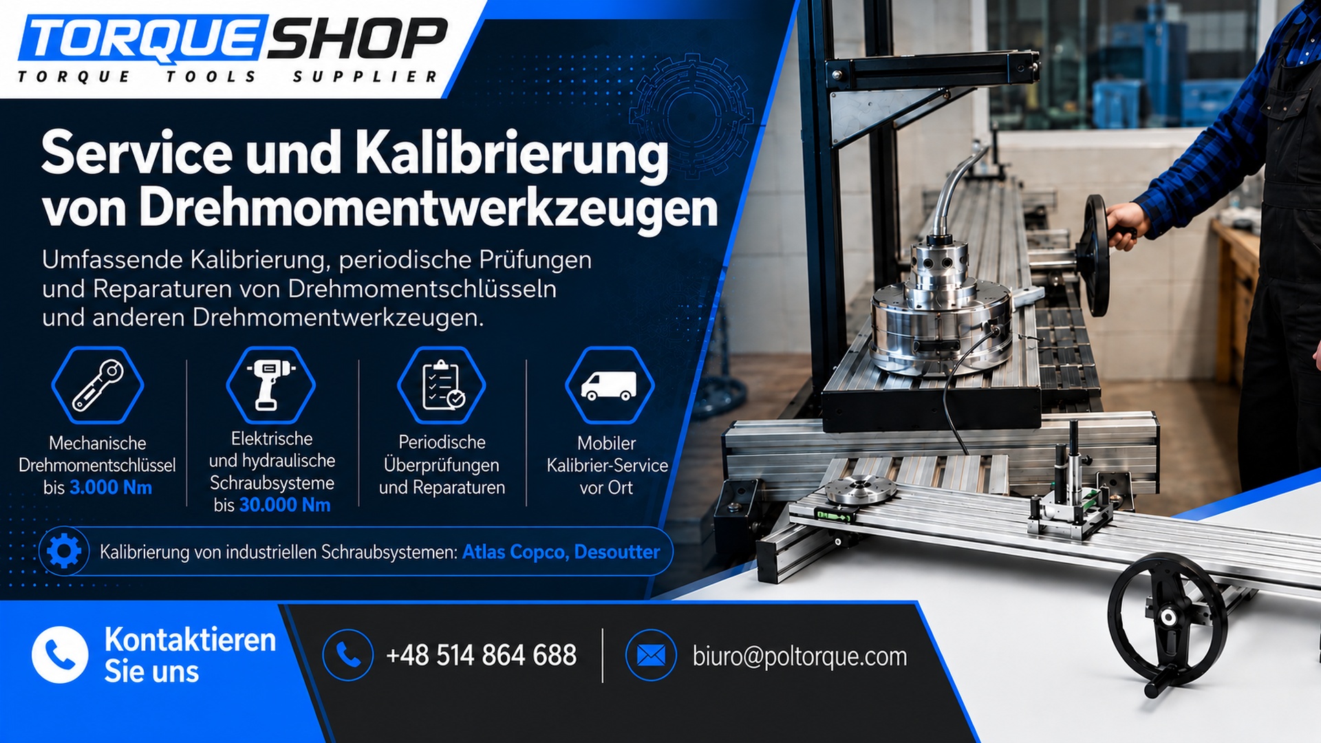 Informationsgrafik zum Kalibrier- und Servicedienst für Drehmomentwerkzeuge