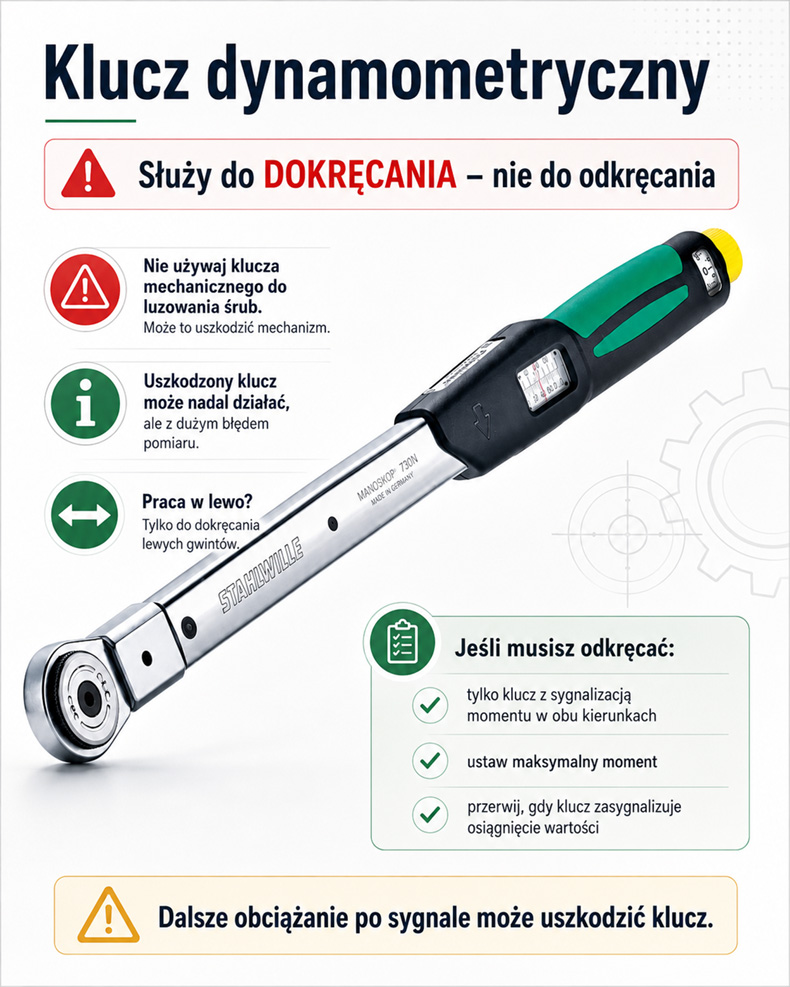 Czy można odkręcać śruby kluczem dynamometrycznym